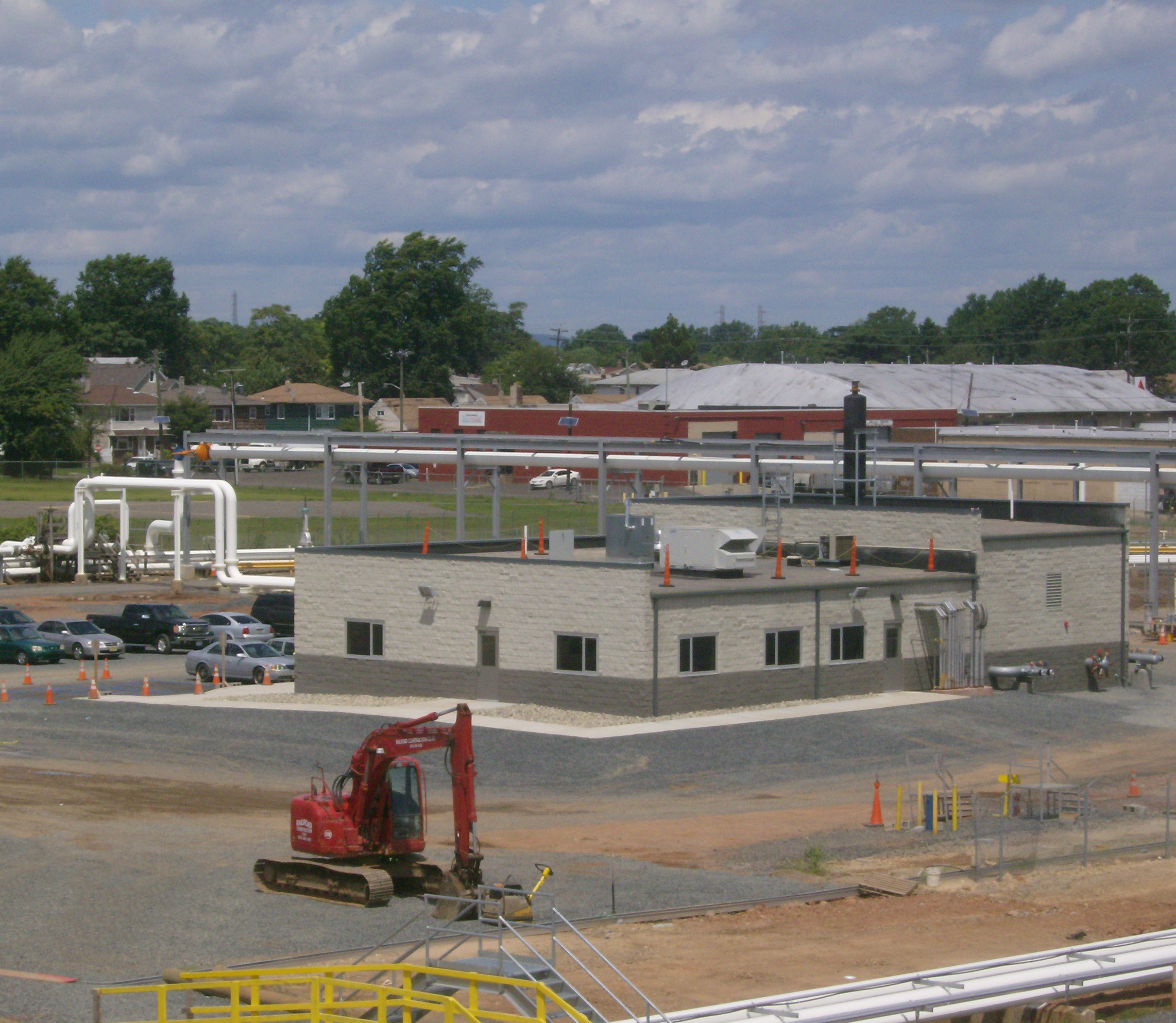 Building with Railroad Construction Compan equipment outside
