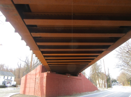 Underneath view of Buckram Road Bridge