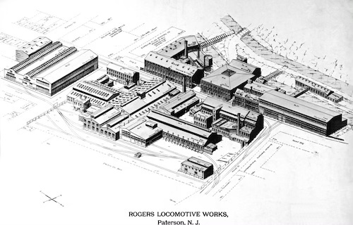 Black and white blueprint of facility