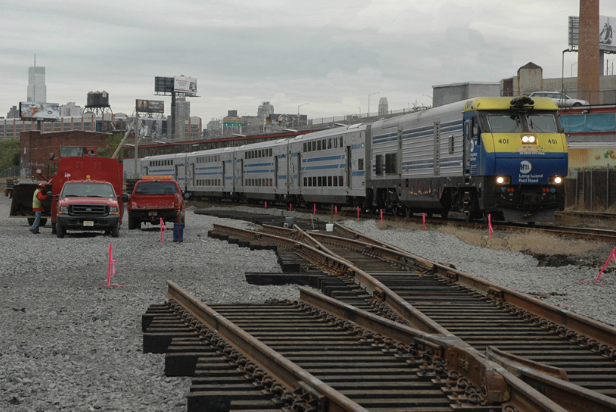 Yard with tracks and train
