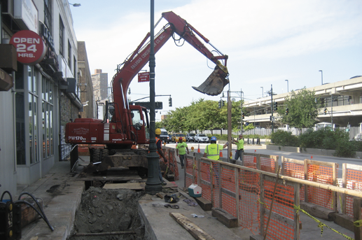 Excavation truck by a track