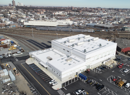 Birds eye view of a white facility