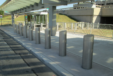 Bollards on the sidewalk