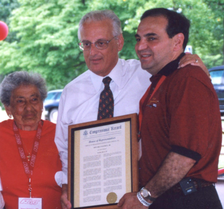 Al Daloisio, Jr. and his mother, Grace Daloisio pose for a photo with Rep. Bill Pascrell, a native to Paterson, NJ.